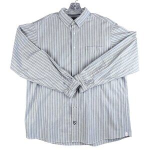 Cremieux Classics Mens XL Shirt Blue Stripe Long Sleeve Nautical Preppy Classic